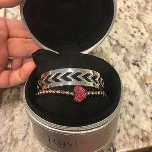 Rustic cuff bracelets with heart